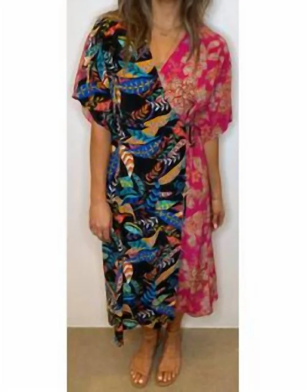 women's flowy dressesPetra Wrap Midi Dress In Multi