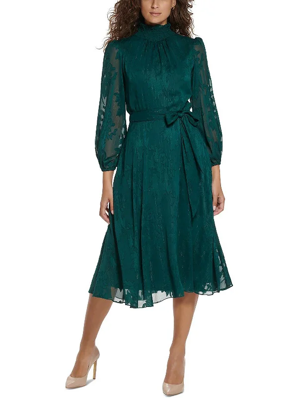 women's wedding guest dressesWomens Jacquard Smocked Midi Dress