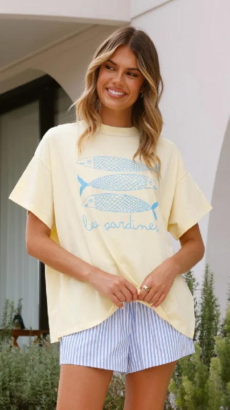 Le Sardines Top and Shorts Set - Yellow/Blue