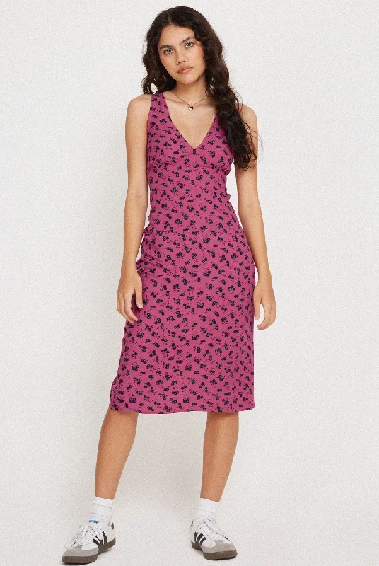 women's designer dressesMotel Rocks Lieva Midi Dress in Raspberry Floral