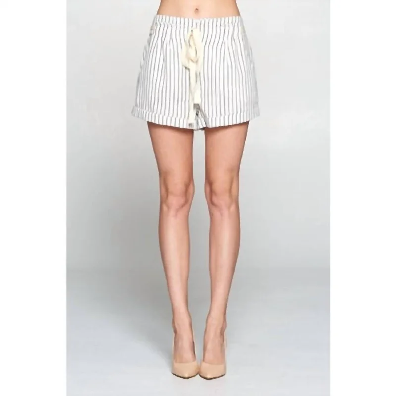 women's patched shortsStripped Shorts In White