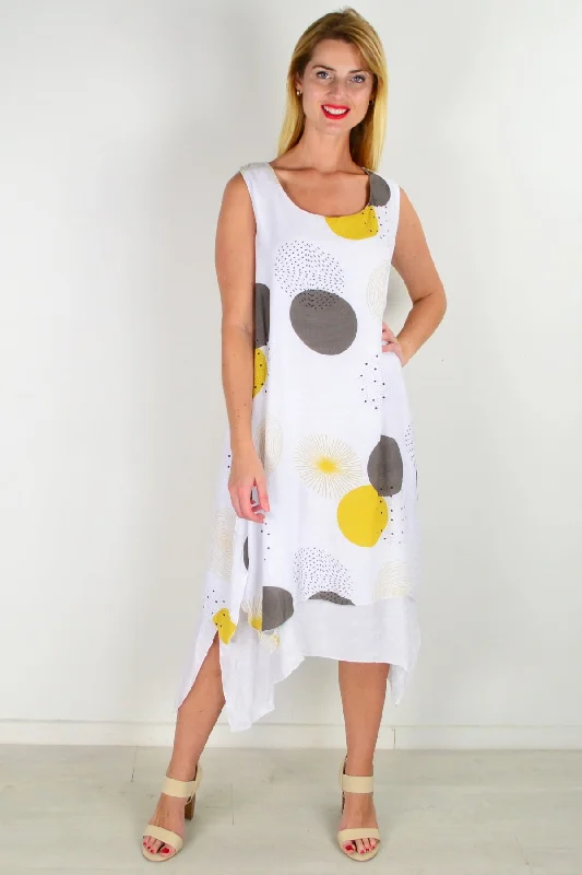 women's stylish coatsMustard Spot Sleeveless Tunic Dress