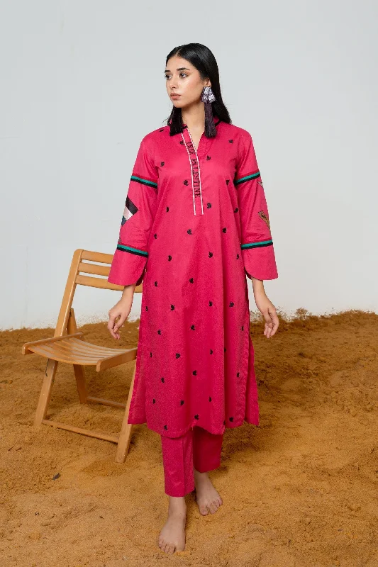 2PC - Embroidered Cotton Suit