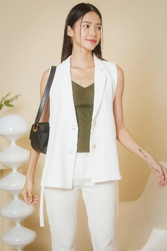 women's coats for breastfeeding mothersRestocked* Kris Lapel Blazer Vest in White