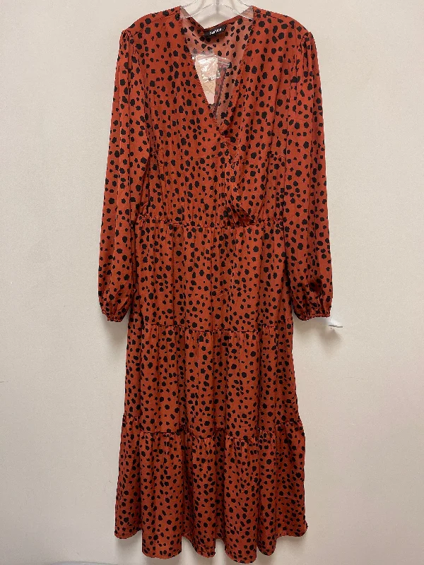 women's flutter-sleeved dressesDress Casual Maxi By Clothes Mentor In Animal Print, Size: Xl