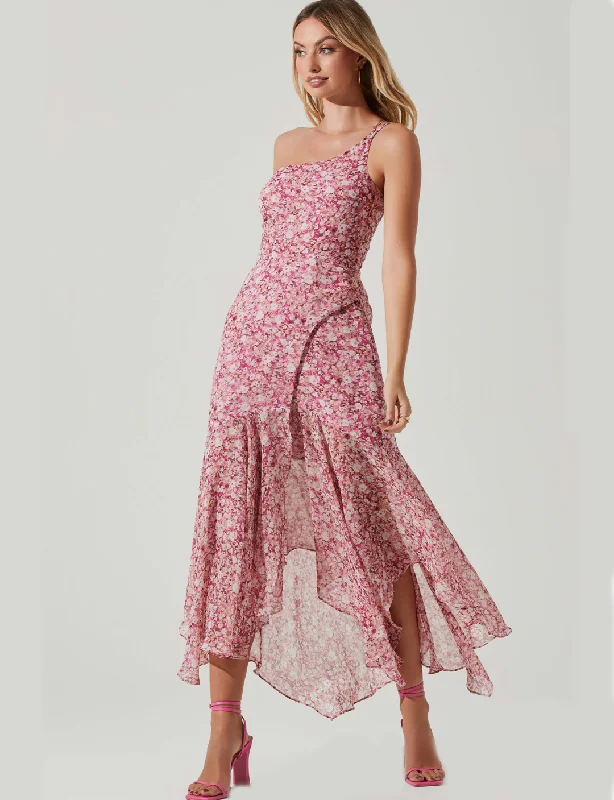 women's apple-shaped body dressesMalvina Midi Dress, Pink Floral