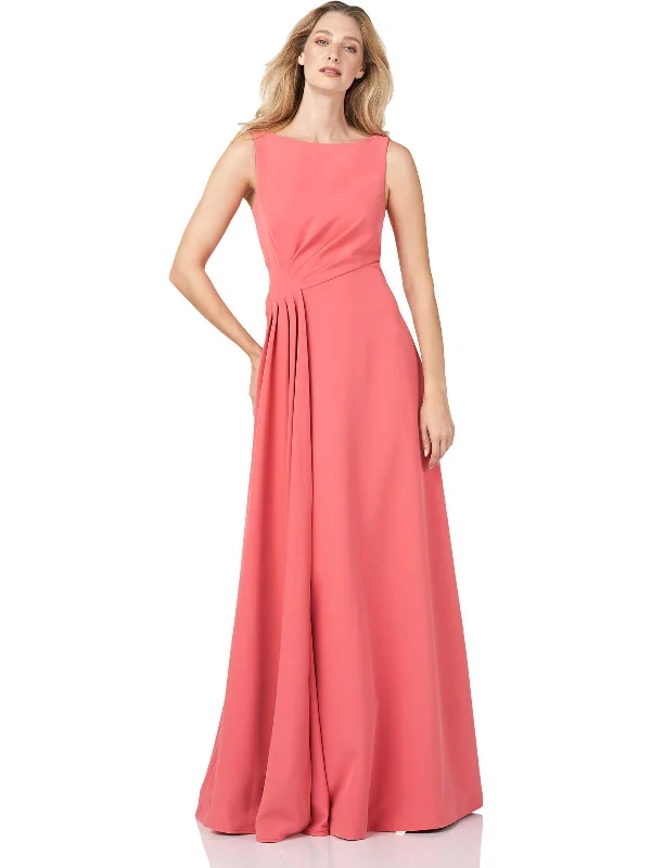 women's high-low dressesWomens Shutter Pleat Maxi Evening Dress