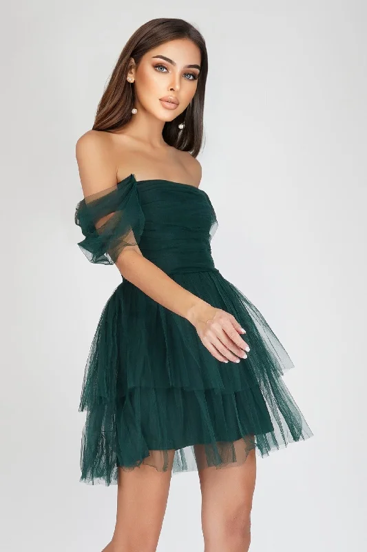 women's fashionable dressesPlus Sydney Emerald Green Tulle Mini Dress