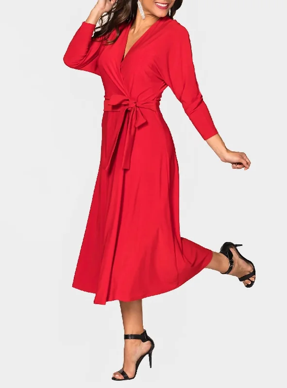 women's velvet dressesDolman Sleeve Maxi Dress in Red