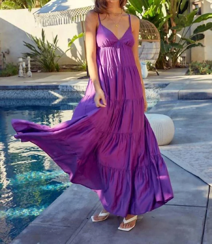 women's floral dressesIssac Tiered Maxi Dress in Violet