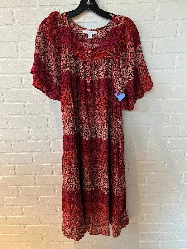 women's silk dressesDress Casual Maxi By GO SOFTLY PATIO In Orange & Red, Size: Xl