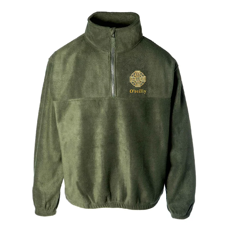 women's coats for those who prefer classic over trendyCeltic Cross Embroidered Personalized Fleece 1/4 Zip- Green