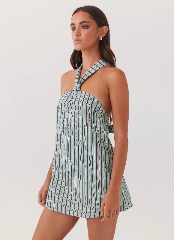 women's statement dressesKeira Linen Mini Dress - Coastal Stripe