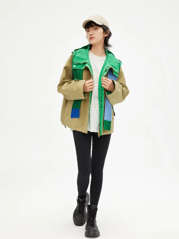 women's coats with cropped lengthsPatchwork Windbreaker