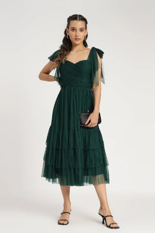 women's ethical fashion dressesOllie Midi Dress in Emerald Green