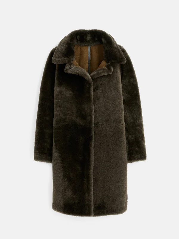 women's coats with belted waistsOwen Barry x Alex Mill Shearling Dorset Coat