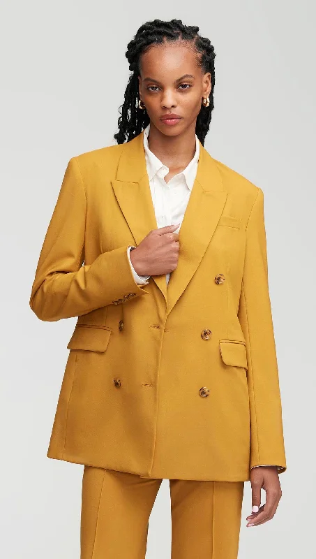 Double-Breasted Blazer in Seasonless Wool | Mustard