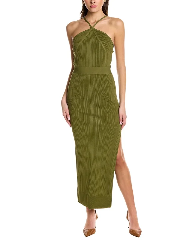 women's one-shoulder dressesHervé Léger Variegated Rib Maxi Dress