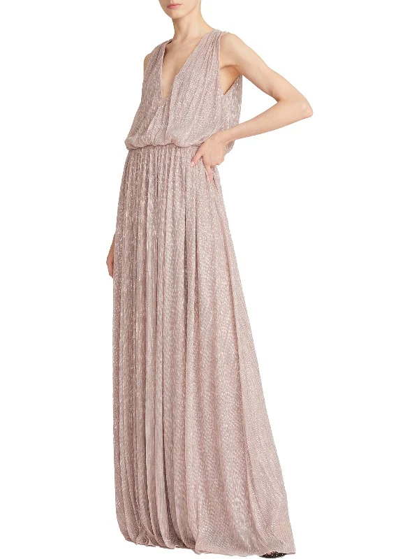 women's bell-sleeved dressesWomens Metallic Maxi Evening Dress