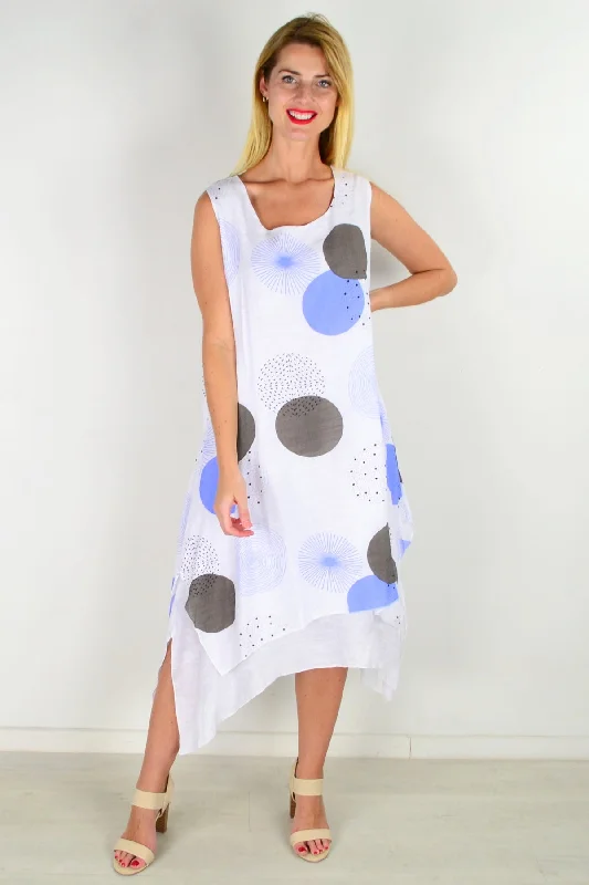 women's wool coatsBlue Spot Sleeveless Tunic Dress