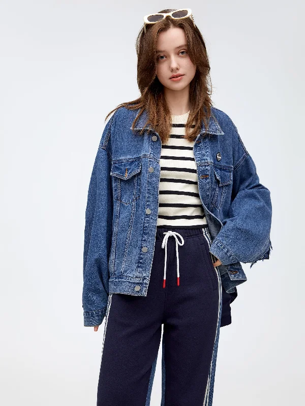 chic women's coats for winterPatchwork Street Denim Jacket