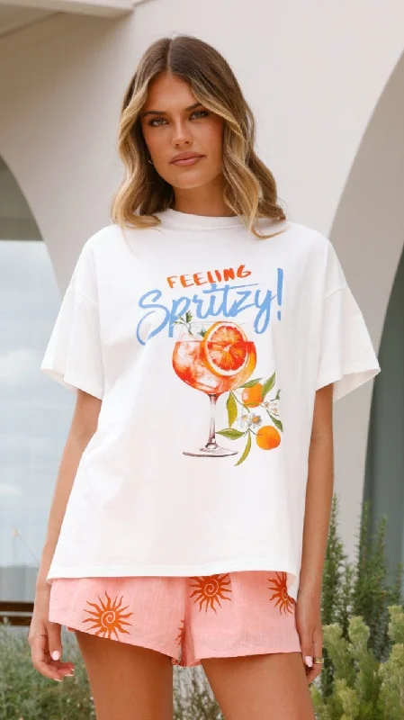 Feeling Spritzy Top and Shorts Set - White/Orange