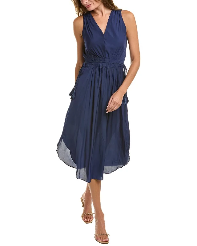 women's vacation dressesT Tahari Gathered Midi Dress