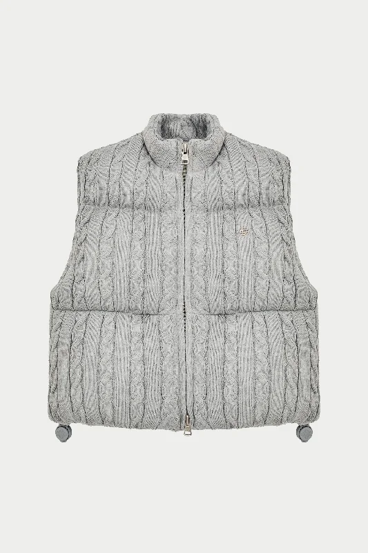 women's coats for fashion-conscious professionalsCABLE KNITTED GILET - GREY MARL