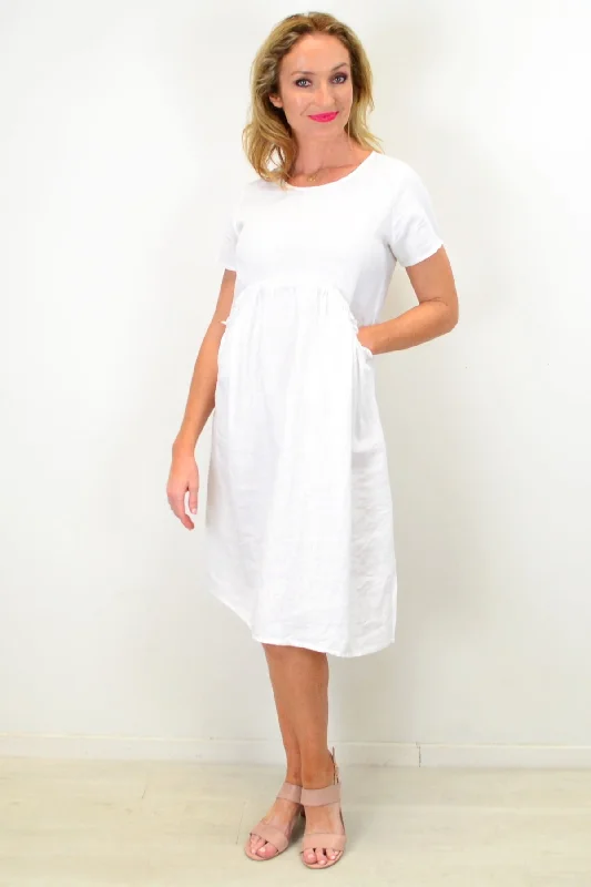 women's coats with pocketsWhite Linen Sunday Best Tunic Dress