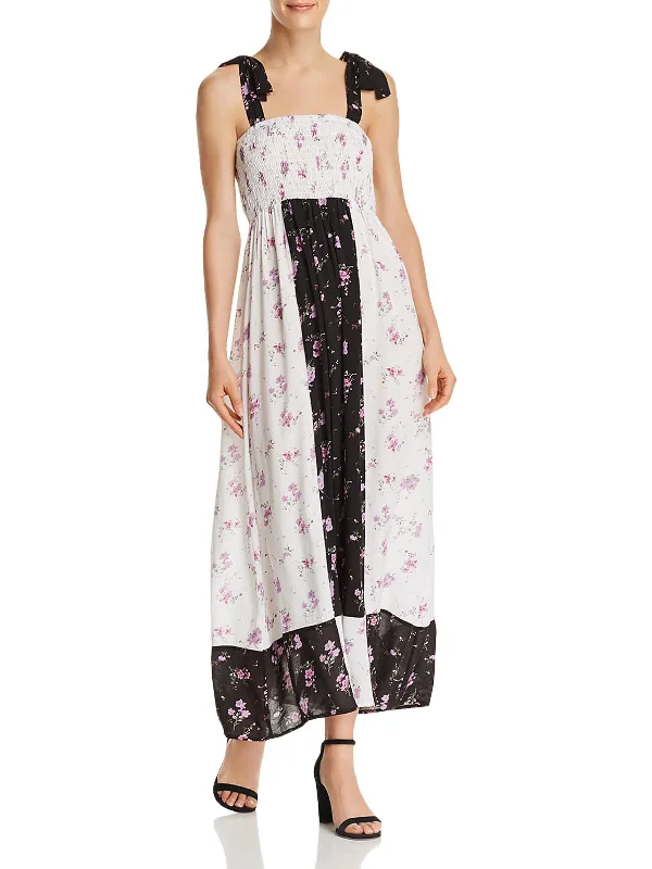 women's short-sleeved dressesWomens Floral Rouched Maxi Dress