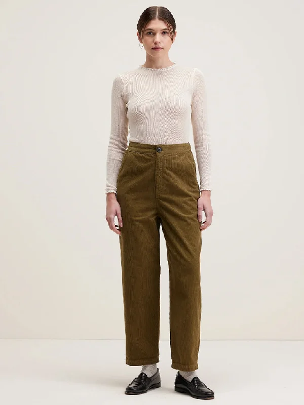 women's cropped pantsBellerose Pasop Cord Trousers in Military