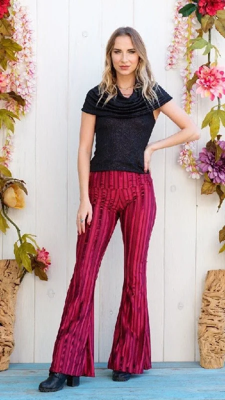 women's breathable pantsCherry Ribbon Pin Stripe Velvet Slim Bells