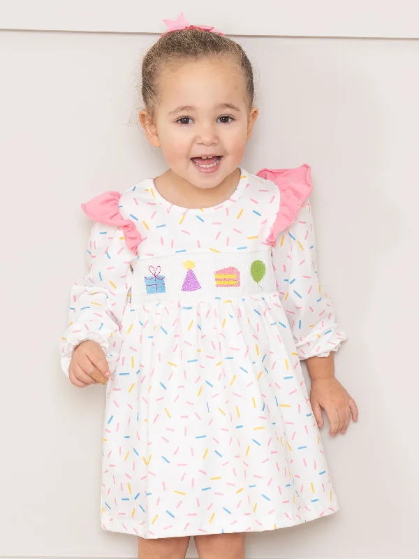 women's flowy dressesBirthday Sprinkles Smocked Ruffle Dress