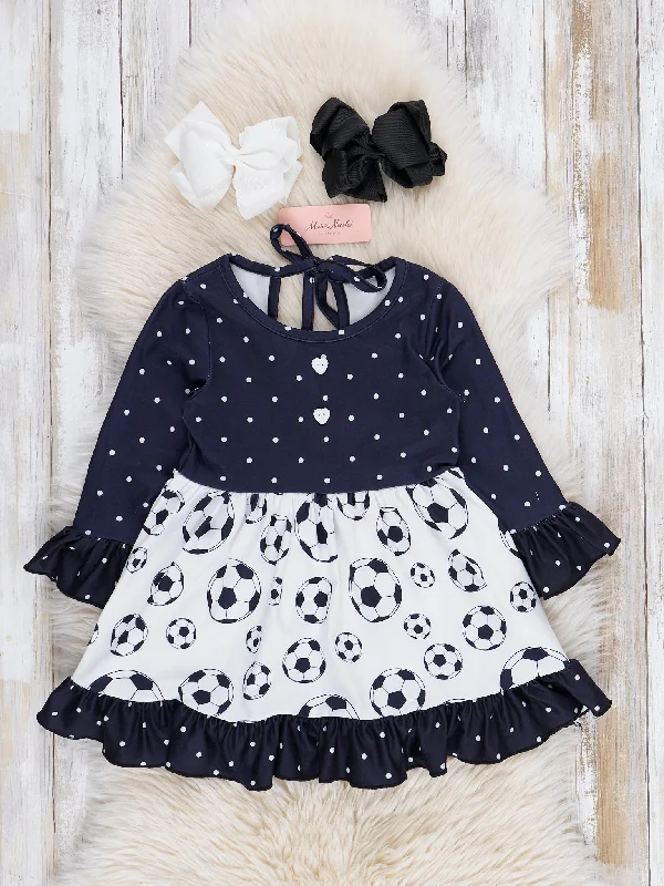 women's ethical fashion dressesBlack & White Dots Soccer Ruffle Dress