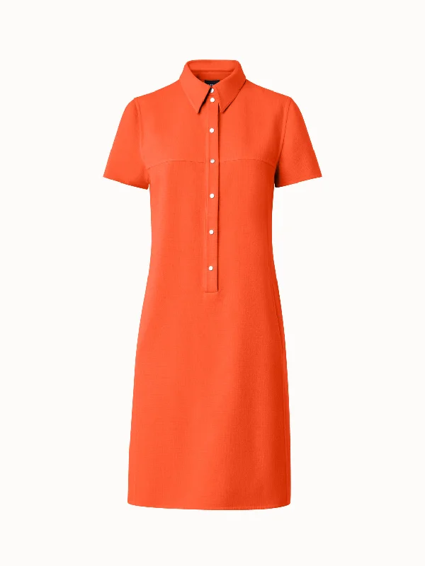 women's silk dressesCotton Silk Stretch Double-Face Shirt Dress