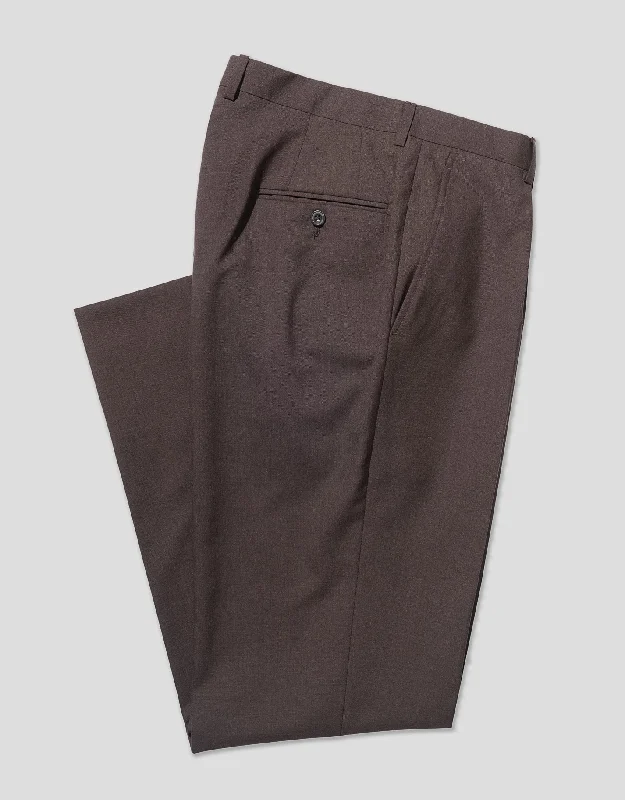 women's stretch dressesDARK BROWN SINGLE PLEAT WOOL TROUSER