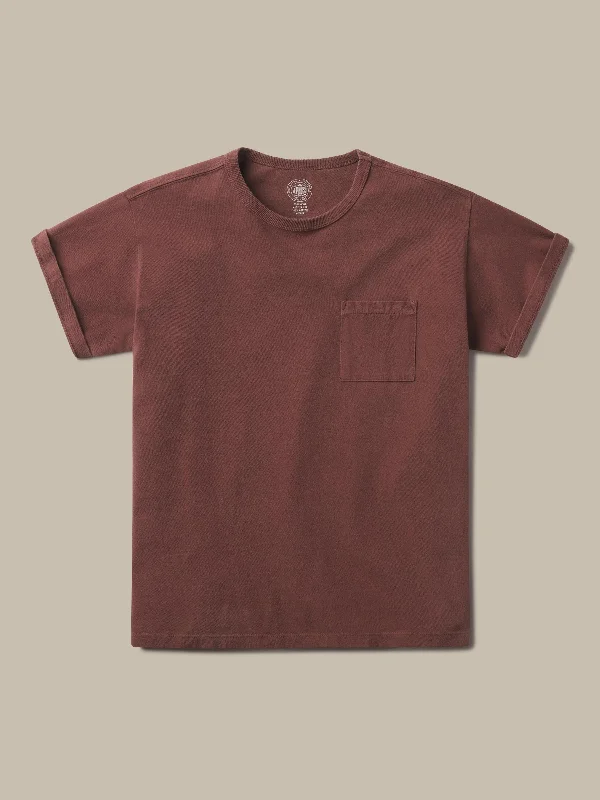 women's tall dressesJ.PRESS x BUCK MASON TOUGH KNIT POCKET T - BURGUNDY