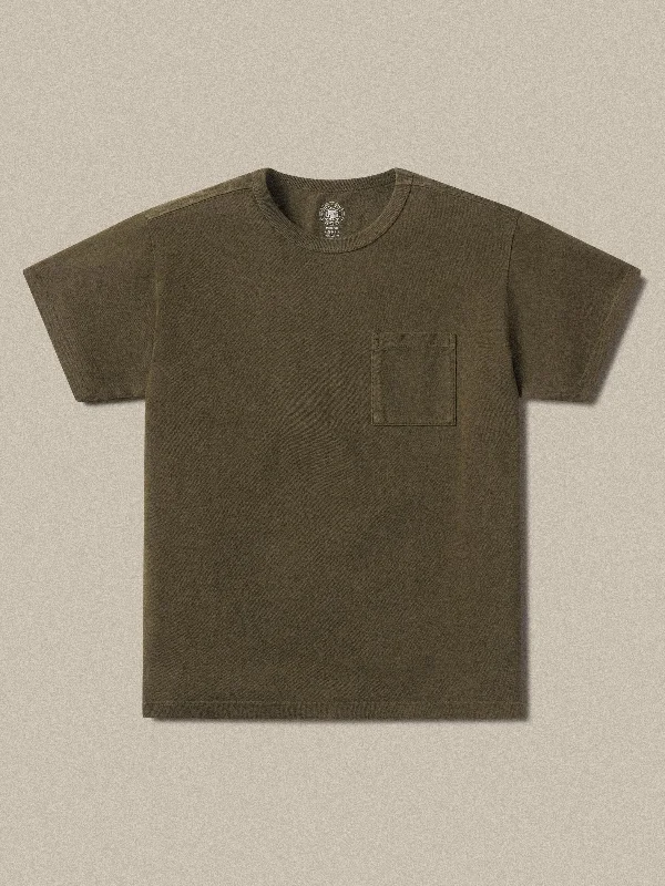 women's lace dressesJ.PRESS x BUCK MASON TOUGH KNIT POCKET T - DARK OLIVE