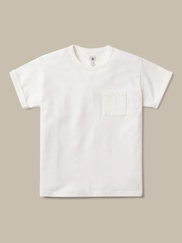 women's bespoke dressesJ.PRESS x BUCK MASON TOUGH KNIT POCKET T - WHITE