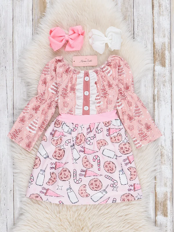 women's custom dressesPink Cookies & Milk Ruffle Dress