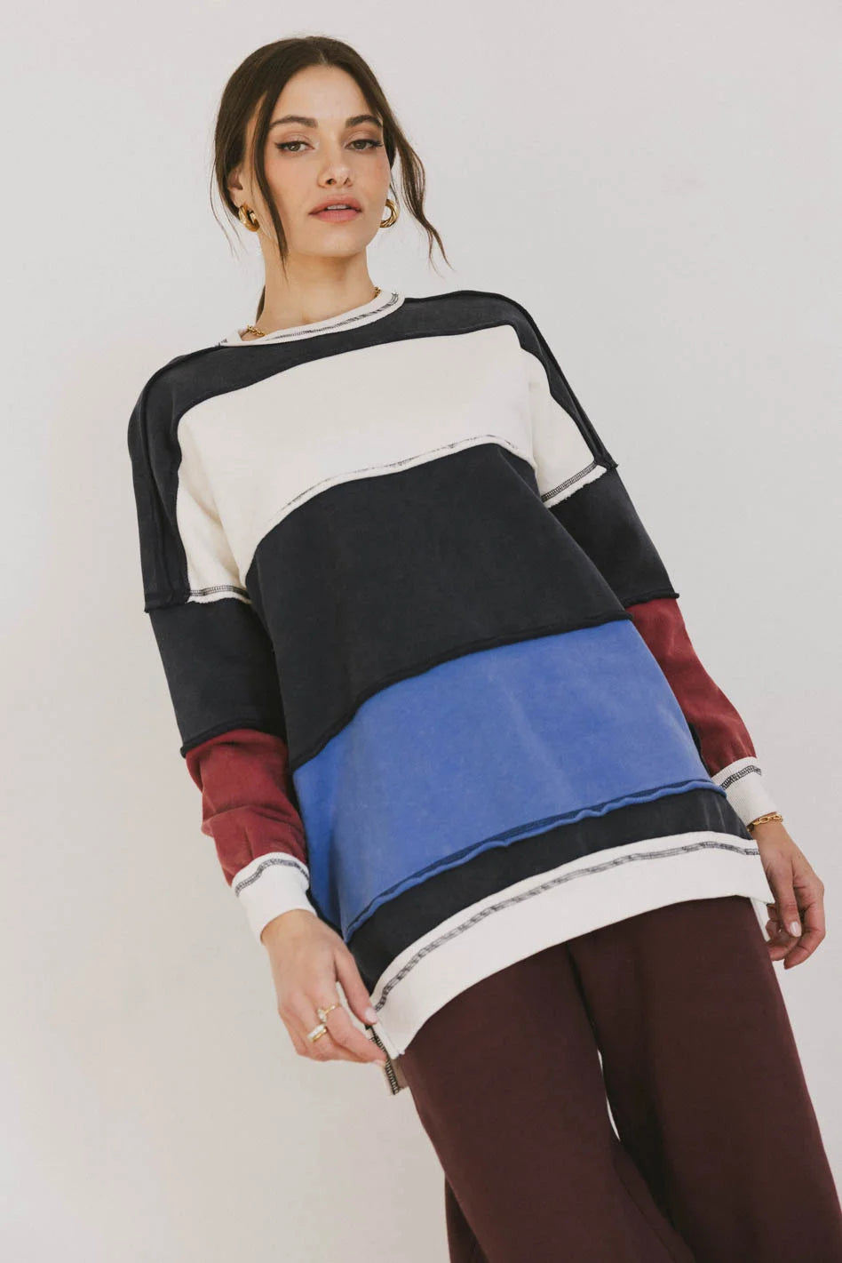 women's work dressesPlay On Striped Crewneck