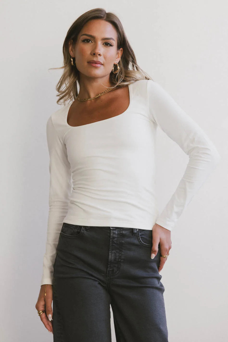 women's limited-edition dressesTatiana Scoop Neck Top in Cream