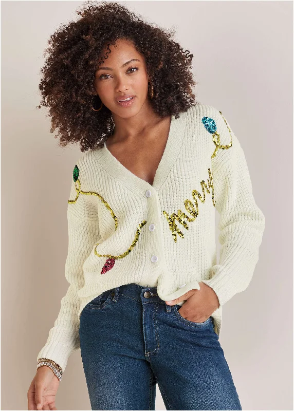 women's machine-washable dressesMerry Sequined Sweater - Off White