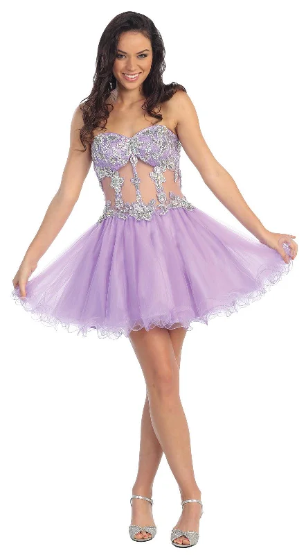 women's plus-size dressesBeaded Strapless Sequined Tulle Short Prom Dress