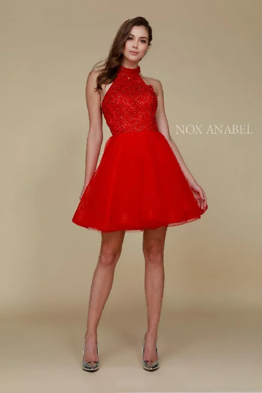 women's flutter-sleeved dressesFormal Short Dress Prom Cocktail Red