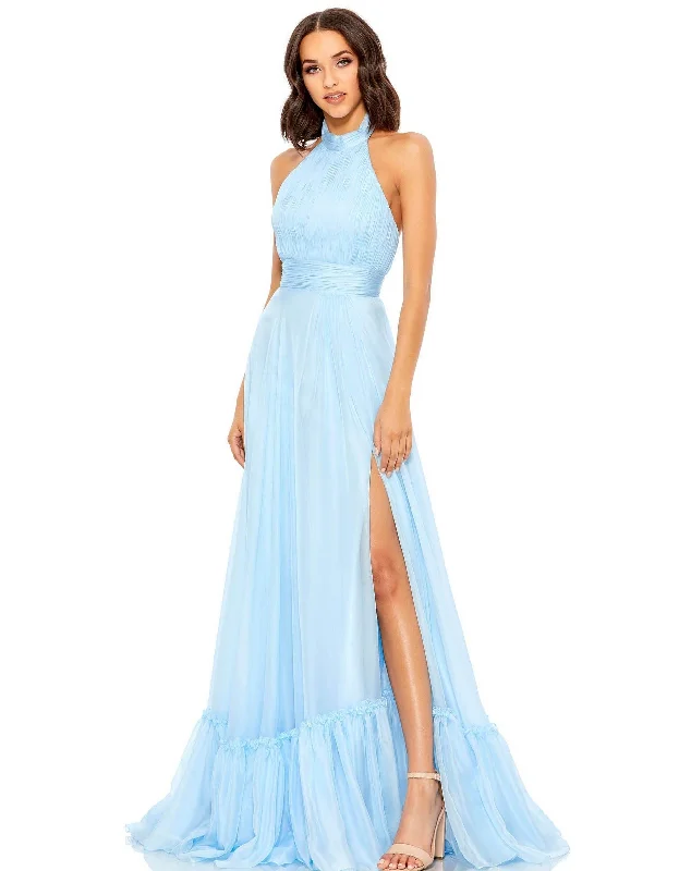 women's cocktail dressesMac Duggal 67816 Prom Long Halter Chiffon Dress