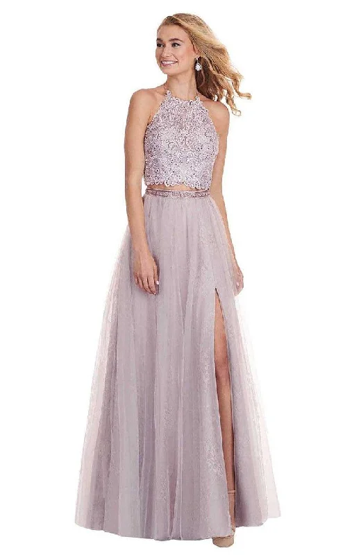 women's long-sleeved dressesRachel Allan Prom Long Halter Two Piece Dress 6437