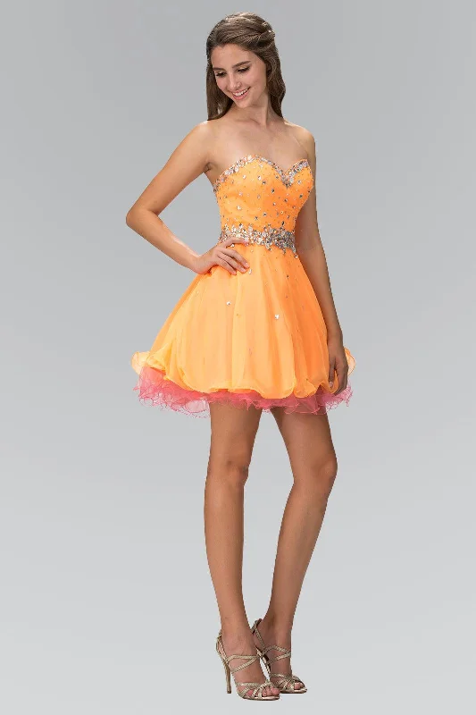 women's flowy dressesShort Strapless Homecoming Prom Dress