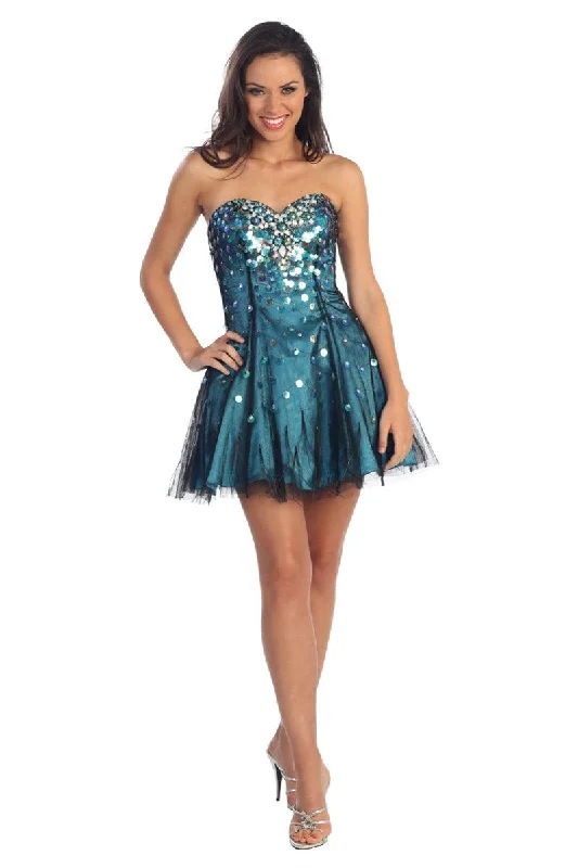 women's designer dressesStrapless Sequined Short Prom Dress