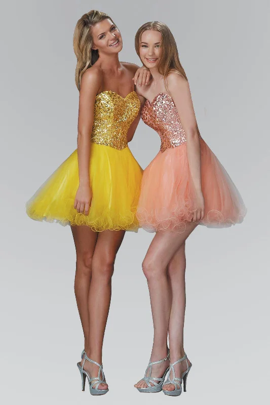 women's satin dressesStrapless Tulle Short Prom Dress